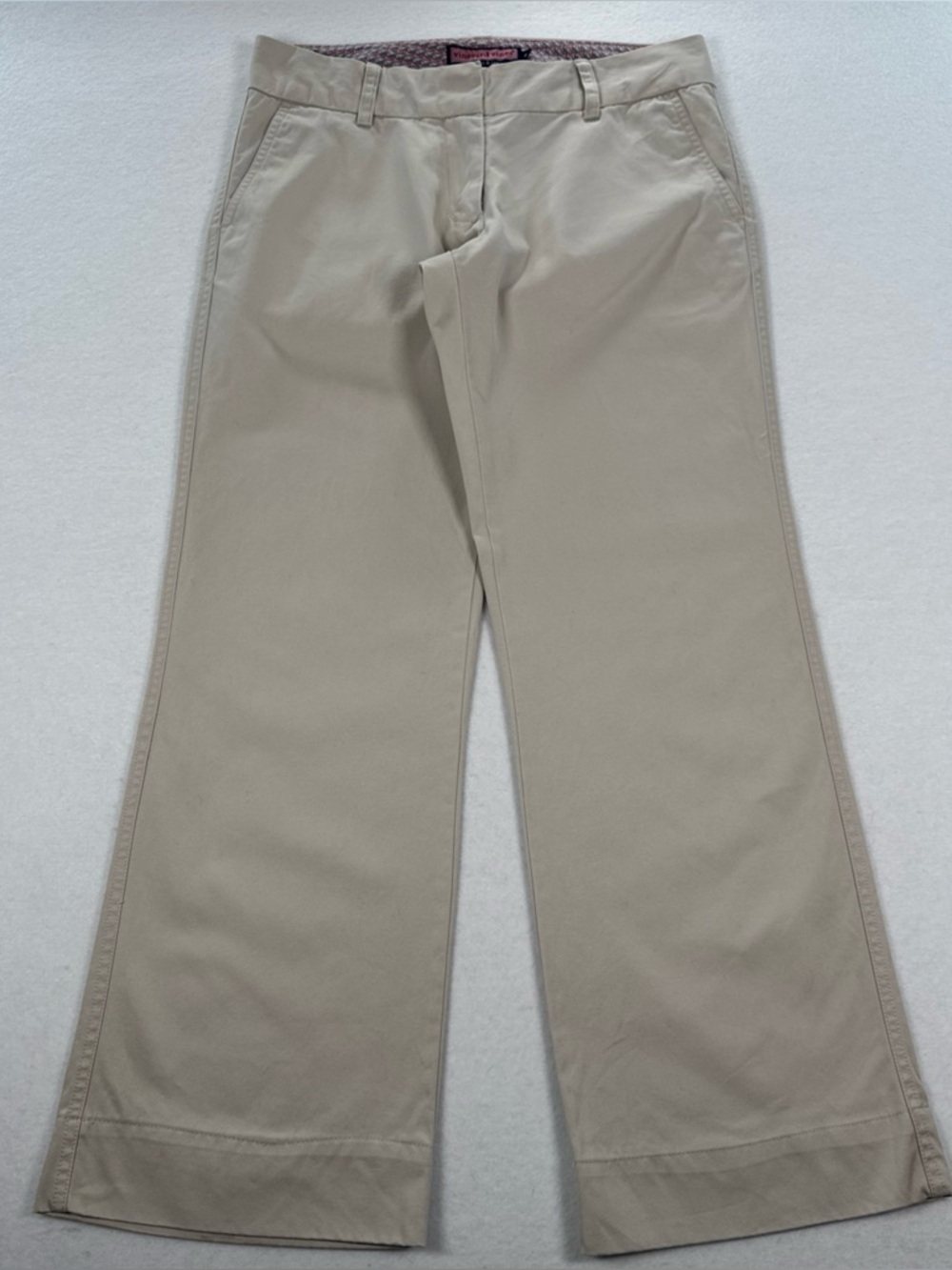 Vineyard Vines Low Rise Wide Leg Ankle‎ Pants Womens 27 Khaki Cropped Wide Hem
